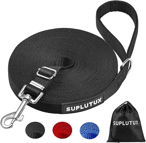 Miniatura 7 de Correa larga para perros de exterior, correa de entrenamiento de 10, 16, 30 pies, 50 pies con bolsa de almacenamiento, para perros pequeños, Negro