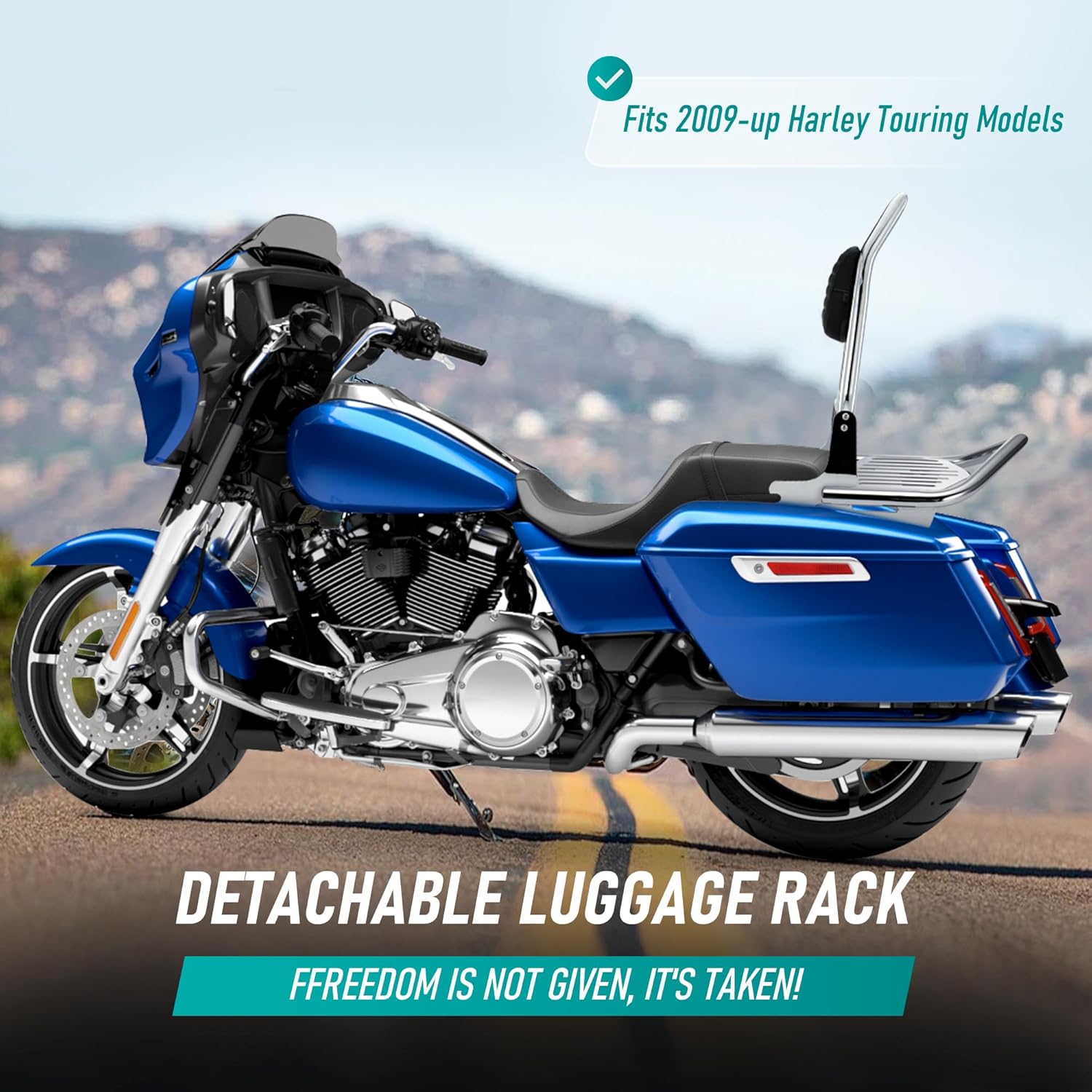 MoKitDora Touring Luggage Rack Rear Grab Handles Bracket for 2009-Later Harley Road Glide Road King Street Glide Electra Glide, Chrome