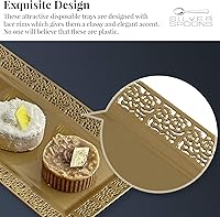 Vista 4 de Silver Spoons Bandejas de encaje desechables para bodas y cenas de lujo 6 piezas Oro 14' x 7.5