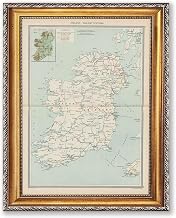 Vintage Framed Ireland Railway Map Wall Art Canvas Print Oil Paintings Reproduction World Classics, Retro Poster, Painting, Pictures, Wall Decor, Elegant Home Decor Living Room Office (Retro Framed,12L"x16W")