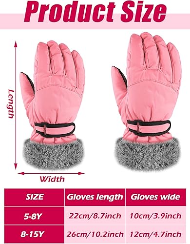 Miniatura 3 de SATINIOR 2 pares de guantes de nieve para niñas, guantes de esquí impermeables de invierno, guantes cálidos para niños