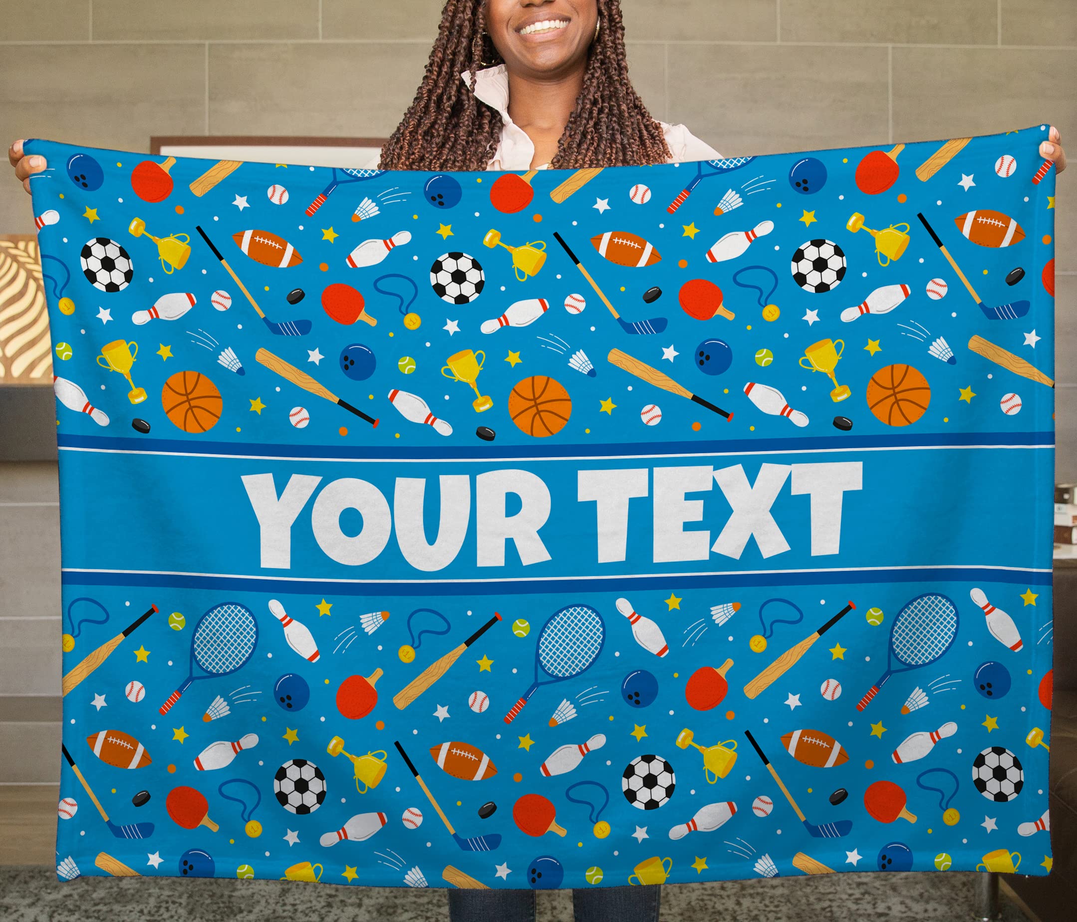 Sports Kids Throw Blanket - Custom Personalized Fleece with Name, 30x40 in