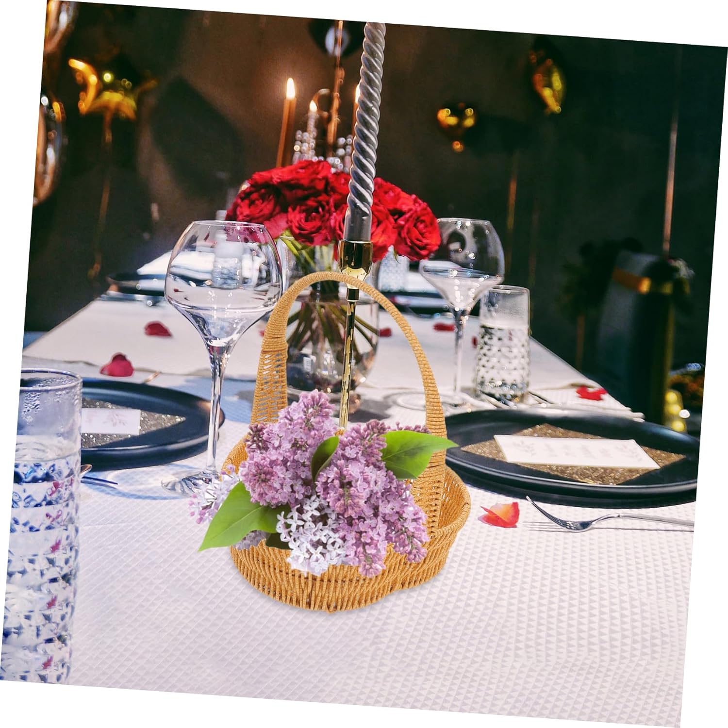 ABOOFAN Handmade Heart Shape Woven Basket Decorative Storage Basket for Flowers Candy and Small Items Rustic Style