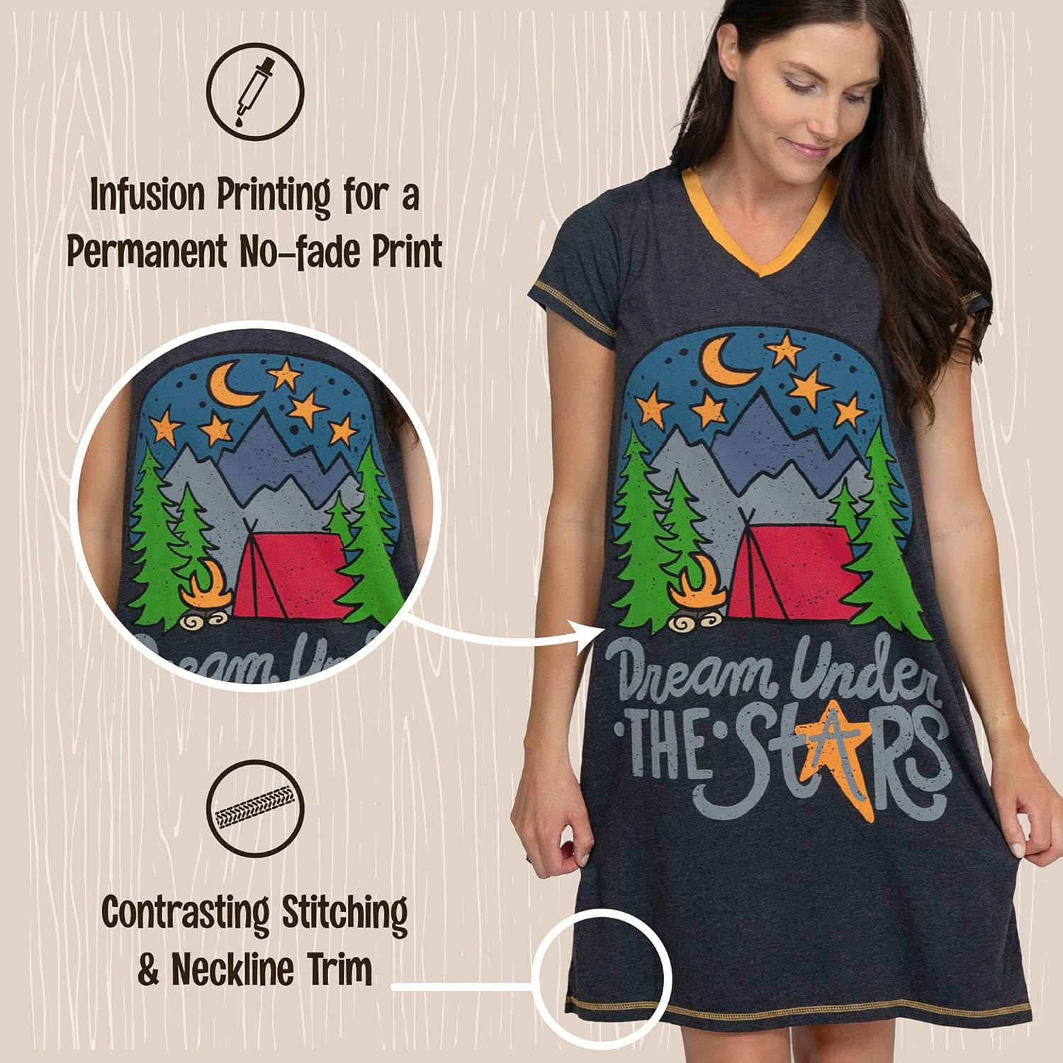 Lazy One Women's Nightgown, Funny V-Neck Sleep Shirt for Women, Novelty Pajama Shirts - Image 5