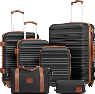 Koffer Set 6 Teilig: Luggage Set 16" 20" 24" 28" + Reisetasche & Kulturtasche | ABS Hartschale, 360° Rollen & TSA-Schloss Für Europa, Kreuzfahrt & Auslandsstudium – Familienurlaub Essentials