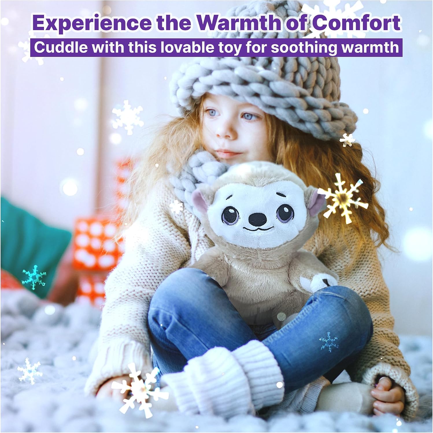 Microwavable Heating Pad for Period Cramps + Eye mask Heating pad–Machine Washable Cover-Cute Stuffed Animal Heating Pad, Portable Menstrual Microwave Heating Pad-Lavender Scent (Hedgehog+Eye mask)