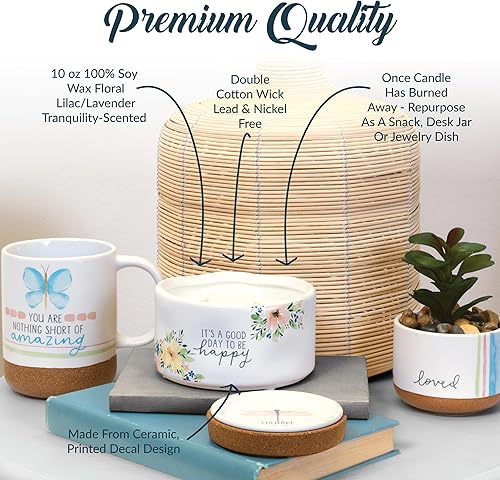 Miniatura 4 de Pavilion Gift Company - Happy - Vela de cera de soja natural con mensaje oculto sorpresa de 8 onzas, aroma a jazmín, 1 unidad, 4.5 x 4.5 x 2.7