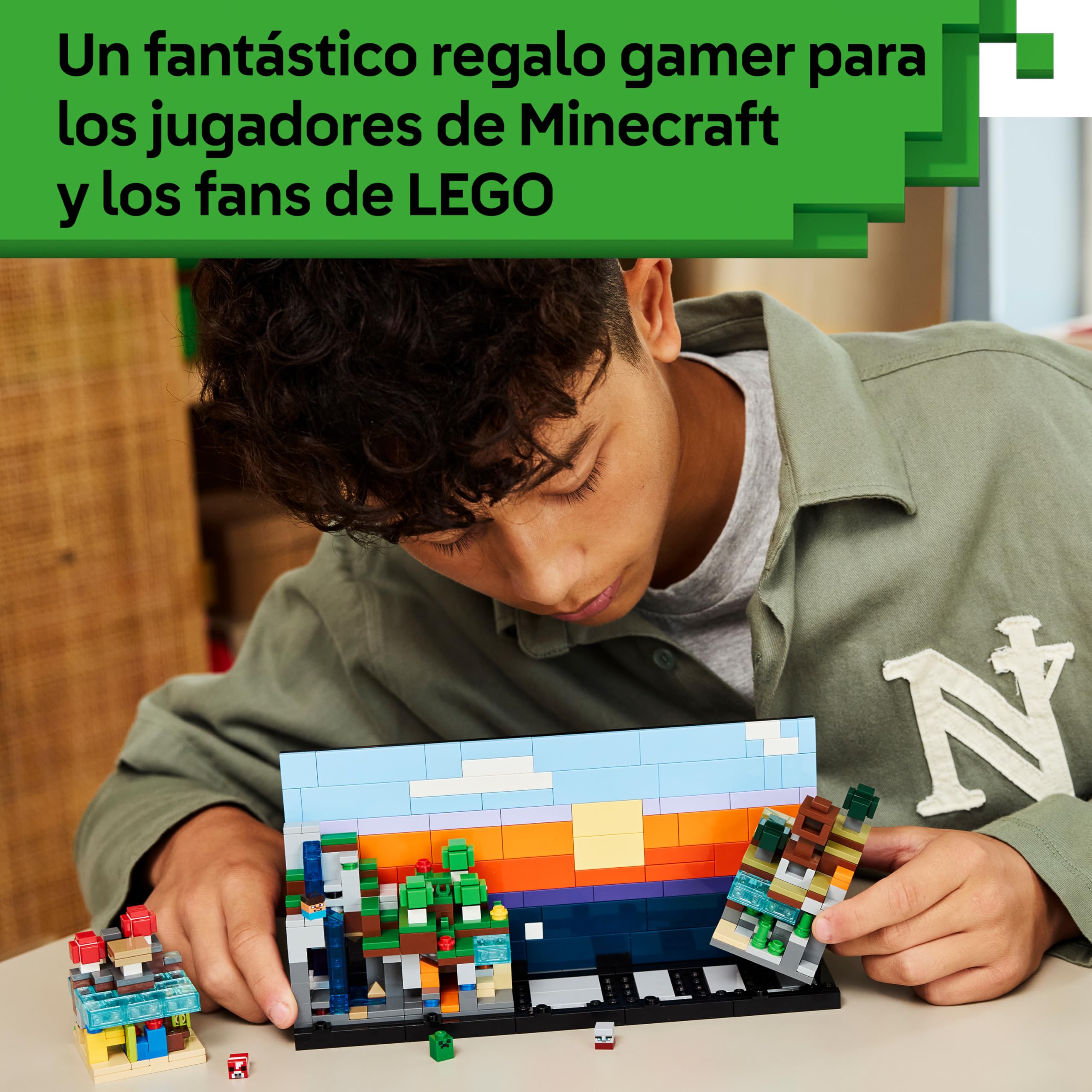 LEGO Minecraft Minibiomas de Juguete - Decoración para el Dormitorio Juvenil - Maqueta 3D con 5 Microfiguras - Regalo Gamer para Niños, Niñas y Adolescentes de 12+ Años Fans del Videojuego - 21589