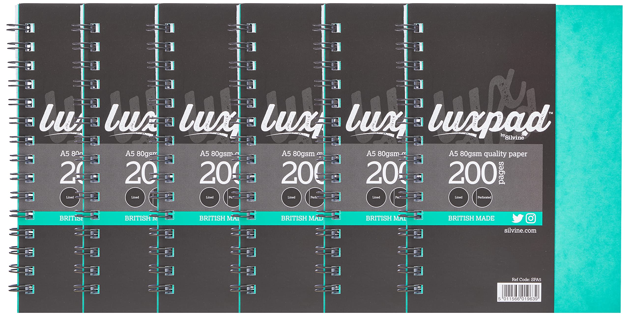 Silvine Luxpad Hardback Wirebound Notebook 200 Pages A5 (6 Pack) SPA5