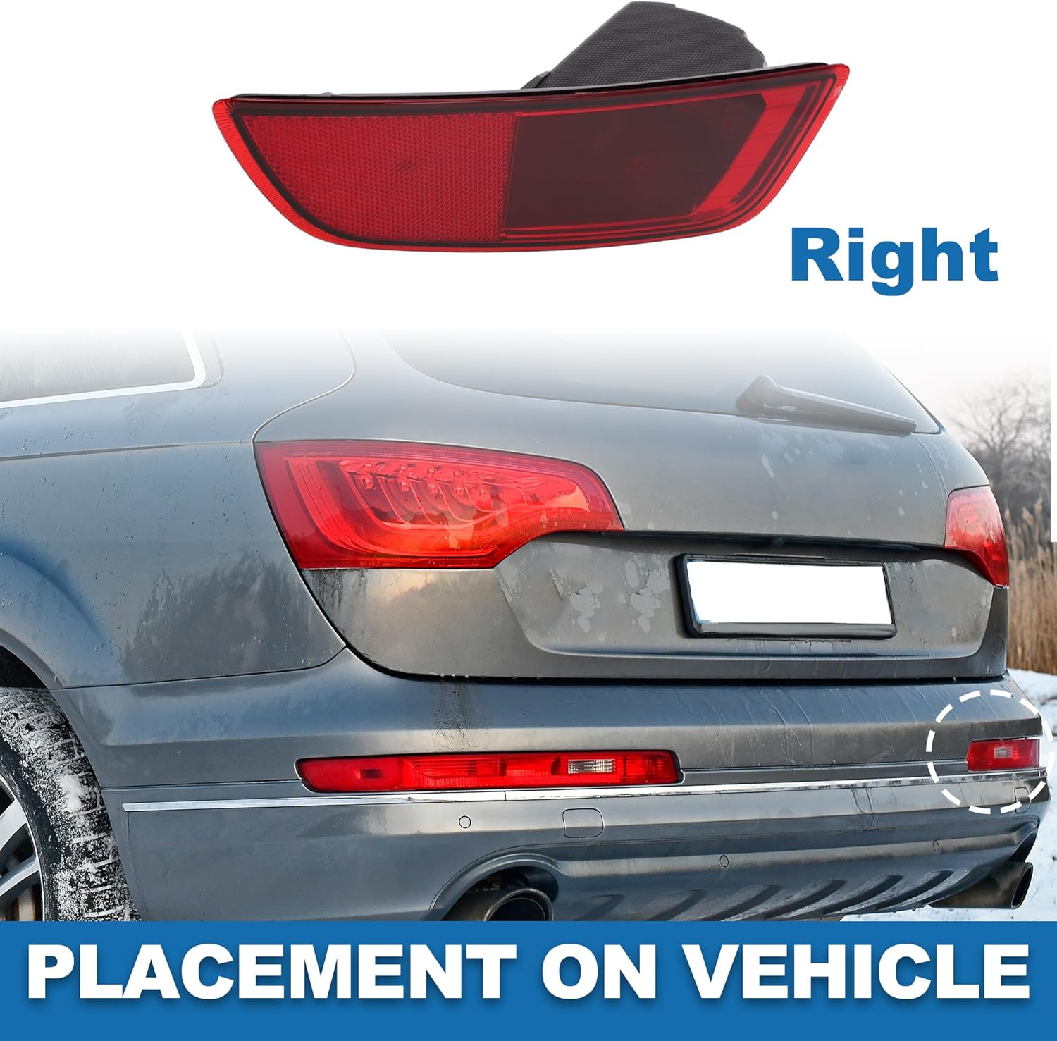 Rear Bumper Tail Light Shell No.30763323 Lower Rear Bumper Reflector Stop Lamp Brake Light Cover for Volvo XC60 2008-2013 ABS Red Gray Waterproof Rear Right