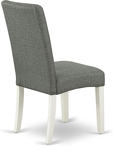 Miniatura 7 de East West Furniture DRP2T07 Driscol Parson - Sillas de comedor de tela de lino gris, juego de 2, color blanco lino