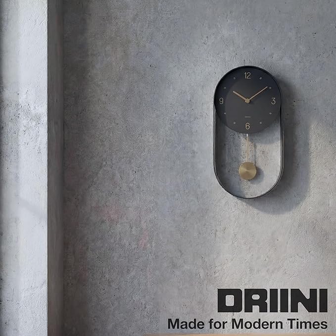 Reloj de pared Driini moderno con péndulo - negro y dorado miniatura 7
