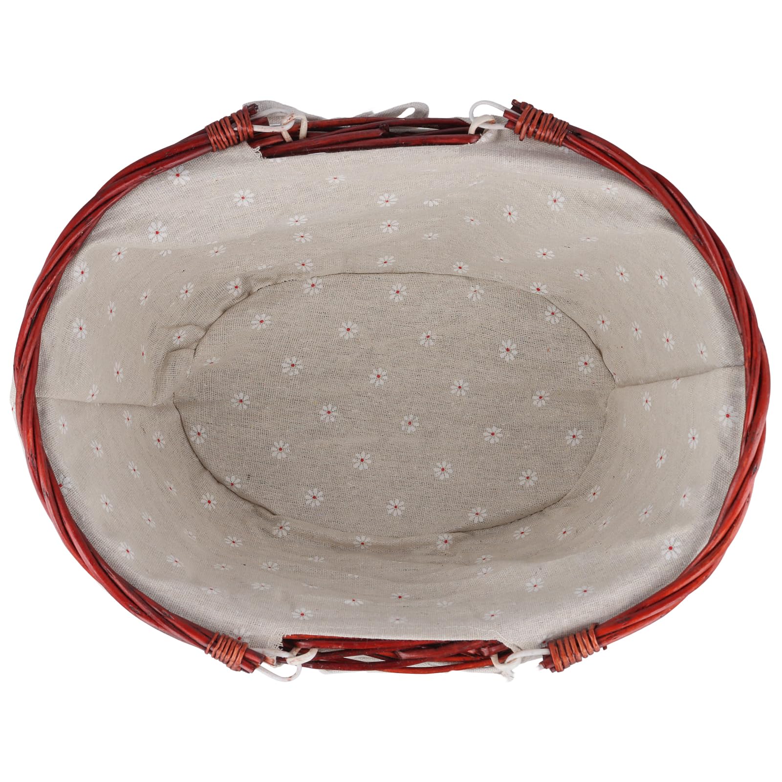 FUNSUEI Picknickmand van wilgentenen, met handvat, mand met voering, geweven mand voor opslag, decoratie, 36 x 28 x 17 cm