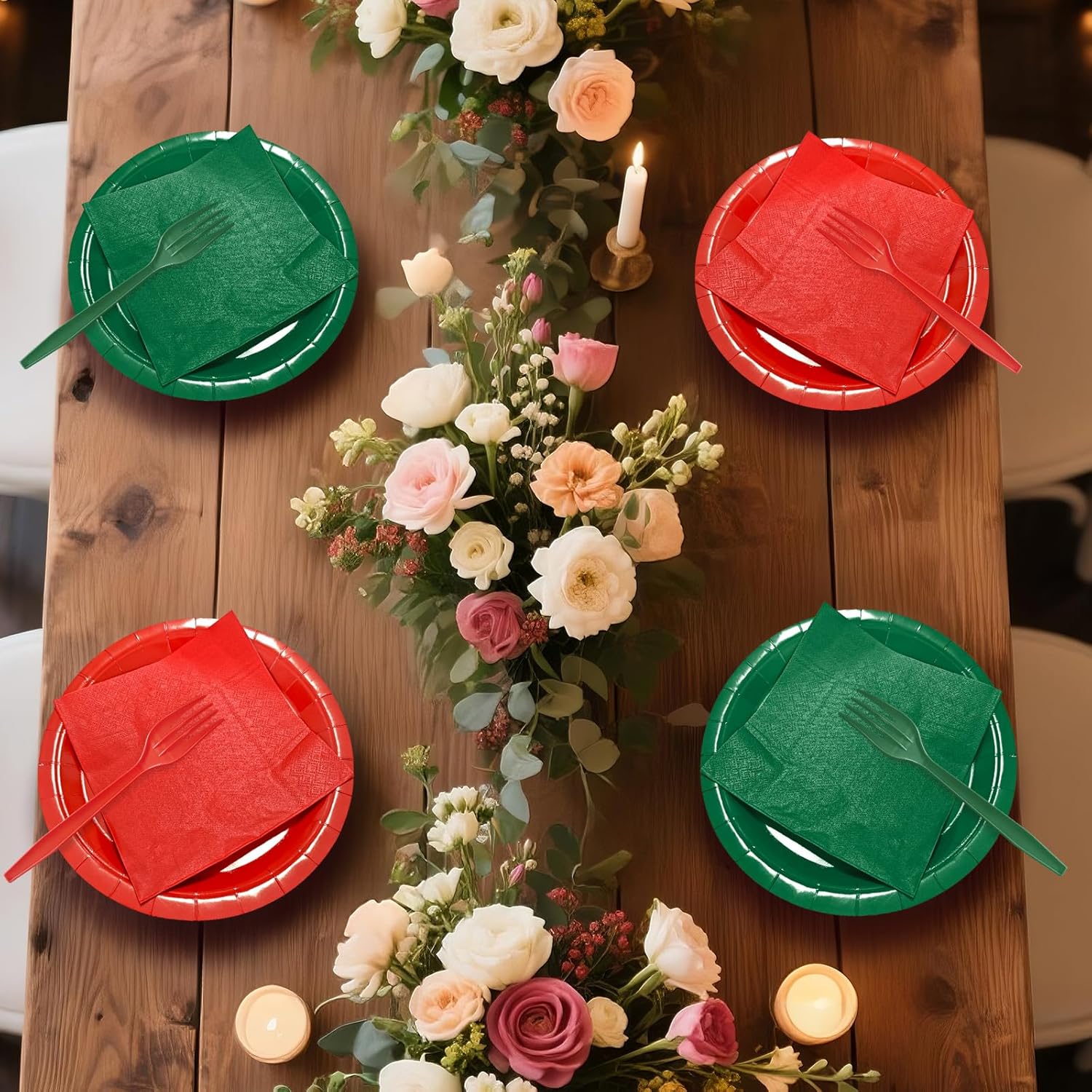 Dark Green Paper Plates 9 Inch Set Disposable Dark Green Birthday Dessert Dinner Plates and Napkins Party Supplies(75 PCS) - Image 6