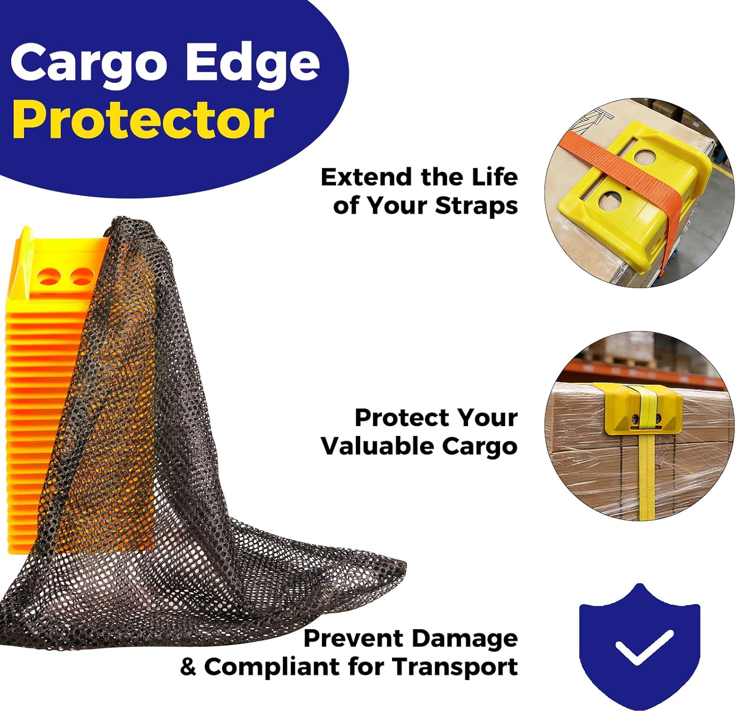 24 Pack 4" Flatbed Edge Corner Protectors for Cargo Load, Compatible with 4 Inch Winch Ratchet Straps, Plastic Tie down Strap Protector with Carrying Case for Flatbed Truck Shipping