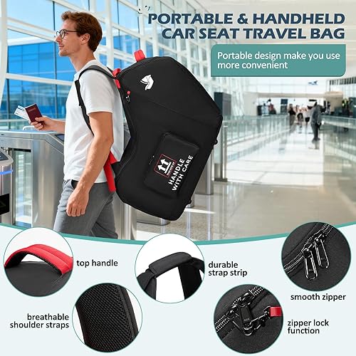 Miniatura 7 de RAINSMORE Bolsa de viaje para asiento de automóvil infantil para avión, compatible con todos los asientos de automóvil Nuna Pipa y base Chicco