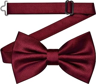 Branduce Solid Color Pre-tied Bow Tie Quality Adjustable Bowtie for Men Party Wedding