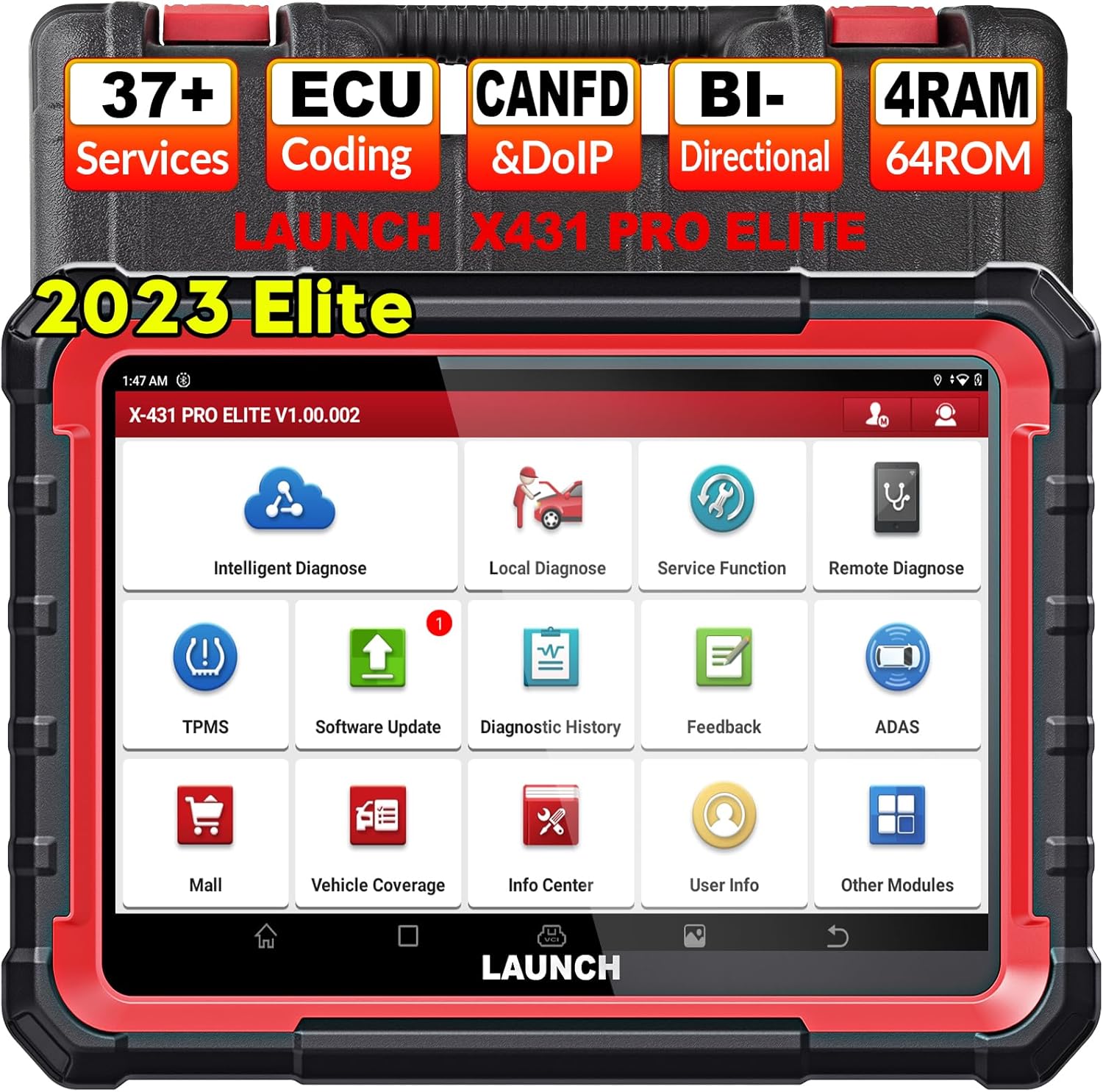 LAUNCH 2023 X431 PRO Elite OBD2 Diagnostic Device, ECU Online Coding