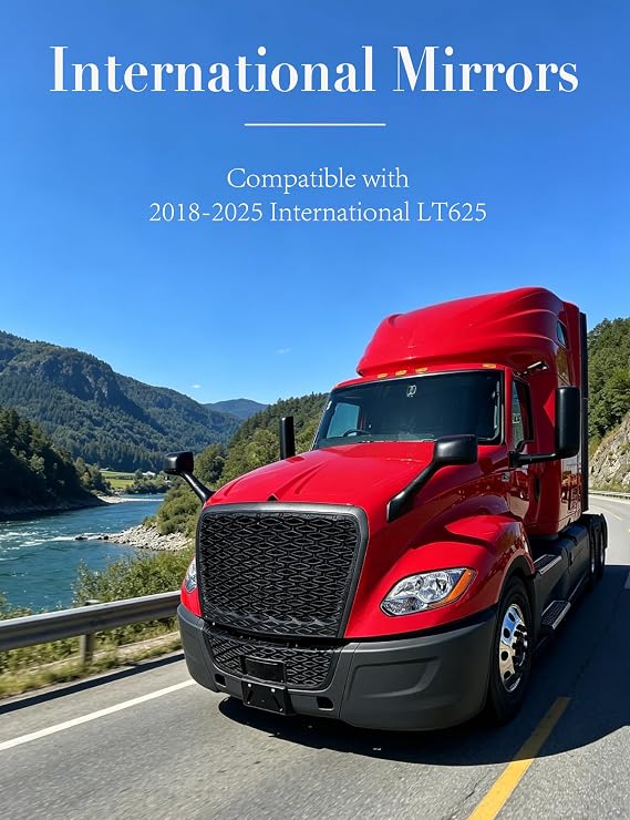 Hood Mirror Compatible with 2018 2019 2020 2021 2022 2023 2024 2025 International LT625 Truck Hood Mirror for International LT625 Front-view Mirror (Black-Right)