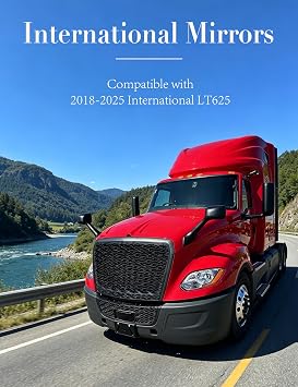 Hood Mirror Compatible with 2018 2019 2020 2021 2022 2023 2024 2025 International LT625 Truck Hood Mirror for International LT625 Front-view Mirror (Black-Right)