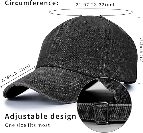 Miniatura 2 de Gorra de béisbol unisex vintage lavada, estilo retro, ajustable, para papá, para hombres y mujeres