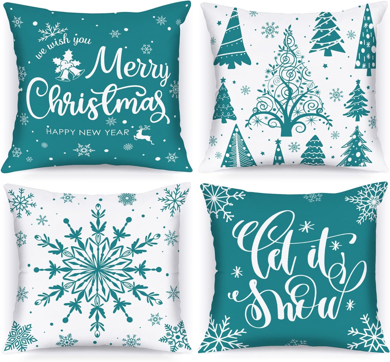 Lanpn Christmas Cushion Covers 50x50 Set of 4, Merry Christmas Winter