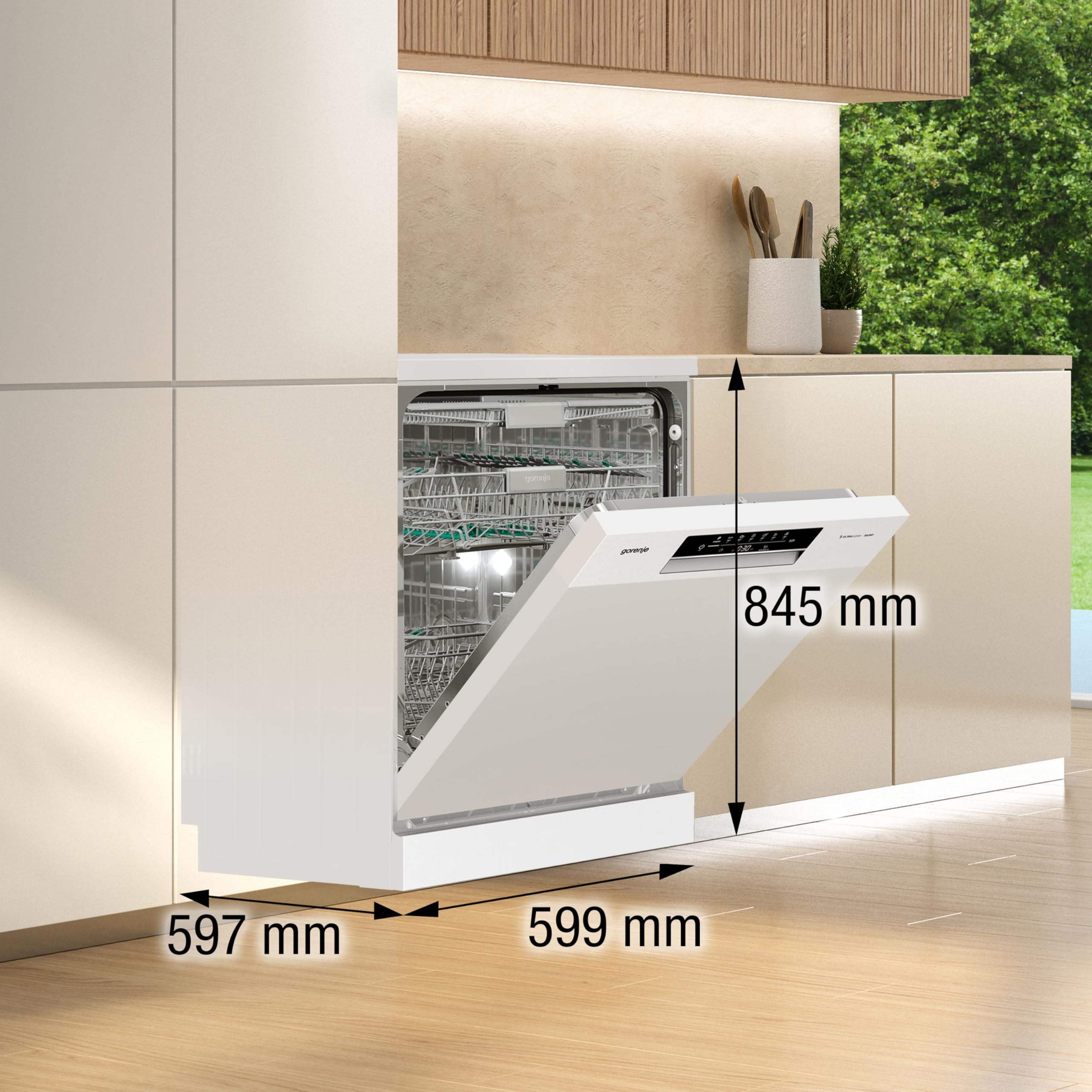 Gorenje GS642E90W - Lavastoviglie autoportante, 60 cm, 13 coperture, Total AquaStop, protezione completa contro il troppopieno, programma igienico, funzione SpeedWash, autopulente, cestino portaposate