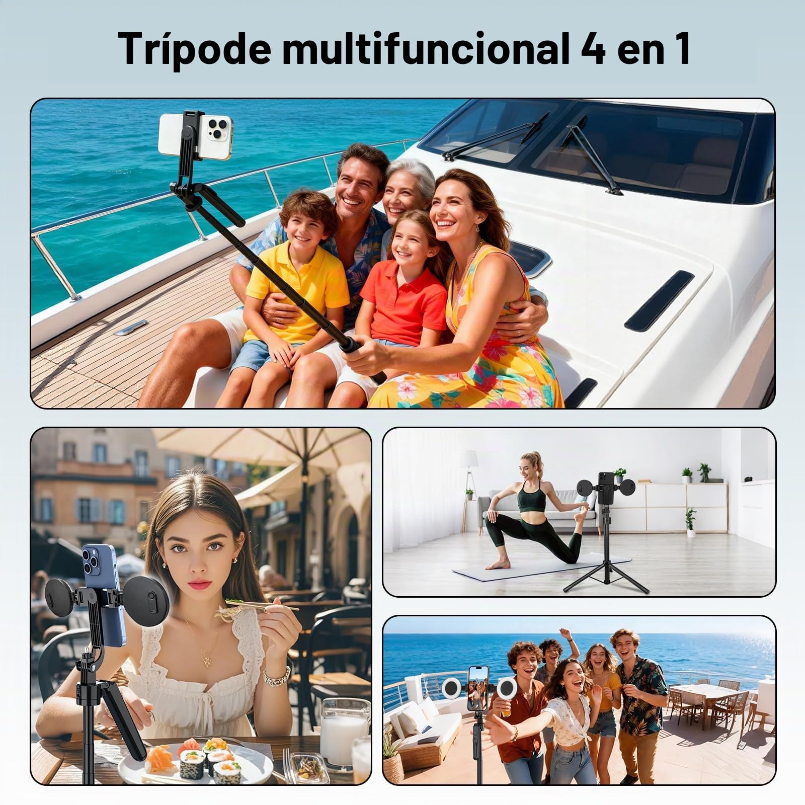 Trípode de seguimiento automático de la cara de 180 cm para smartphone con luz, rotación de 360 ° para iPhone/Android/GoPro, soporte para teléfono móvil, trípode para grabación de vídeo en directo