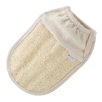 Hydrea London Exfoliating Glove - Organic Egyptian Shower Loofah & Dual-Sided Face Glove Exfoliator - Body Scrubber for Men & Women, Dead Skin Cell Remover, Bath Scrub for Deep Exfoliation & Detox