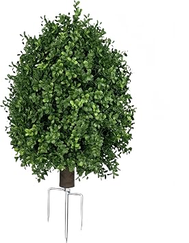 Boxwood Topiary Bush -Artificial Topiary for Outdoors-Evergreen Plants Topiary Ball Tree UV-Resistant Faux Greenery Pot Fillers 1-Pack for Outdoor Front Porch Garden Yard Balcony Decor