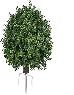 QIANYUN Boxwood Topiary Bush -Artificial Topiary for Outdoors-Evergreen Plants Topiary Ball Tree UV-Resistant Faux Greenery Pot Fillers 1-Pack for Outdoor Front Porch Garden Yard Balcony Decor
