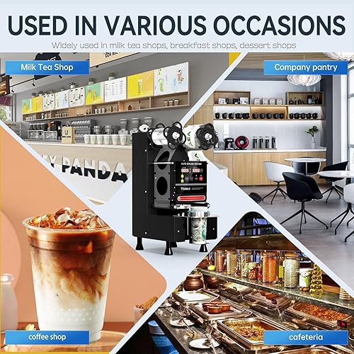 Miniatura 8 de Máquina automática de sellado de tazas 903.740 in, 500-700 tazasH sellador eléctrico de tazas con panel LCD de conteo para té de burbujas, leche,