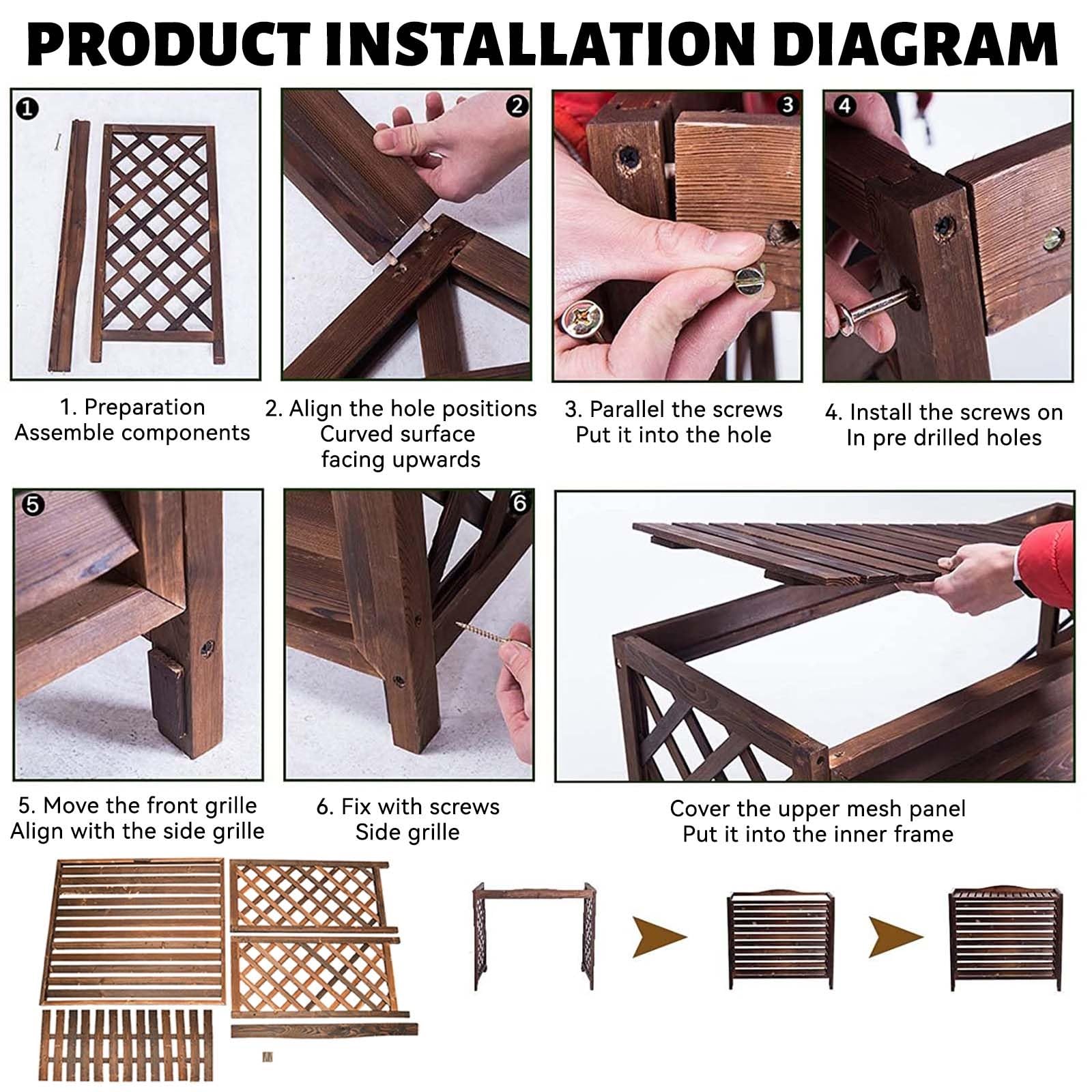 Airconditioner Cover Hout Warmtepomp Cover Massief Hout Balkon