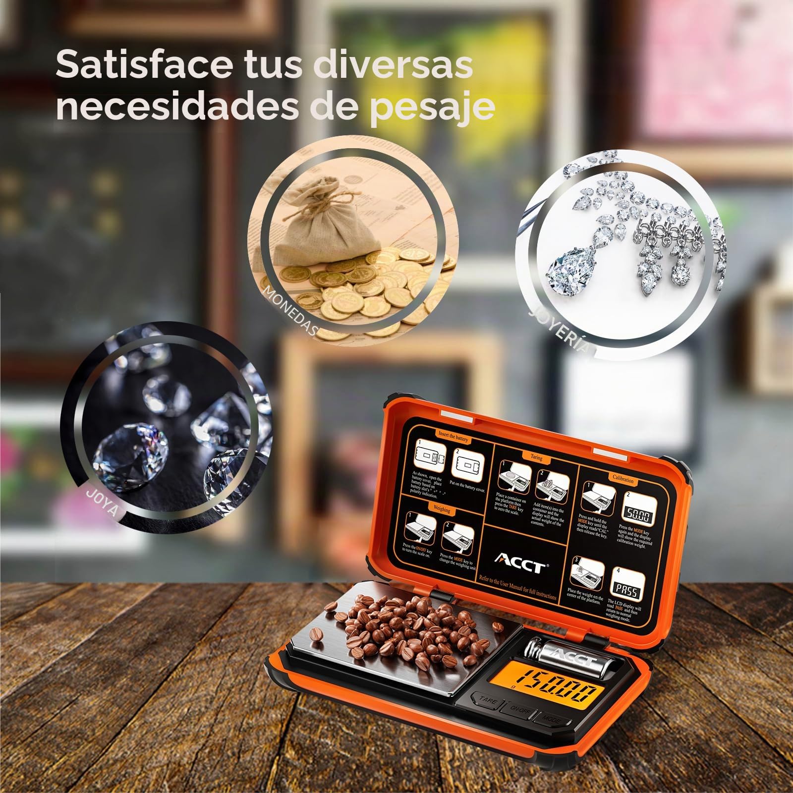Báscula de bolsillo de precisión, 200 gx0,01 g, báscula digital de alimentos con pantalla LCD, mini escala para malezas/cocina, polvo, hierbas/monedas (batería incluida)