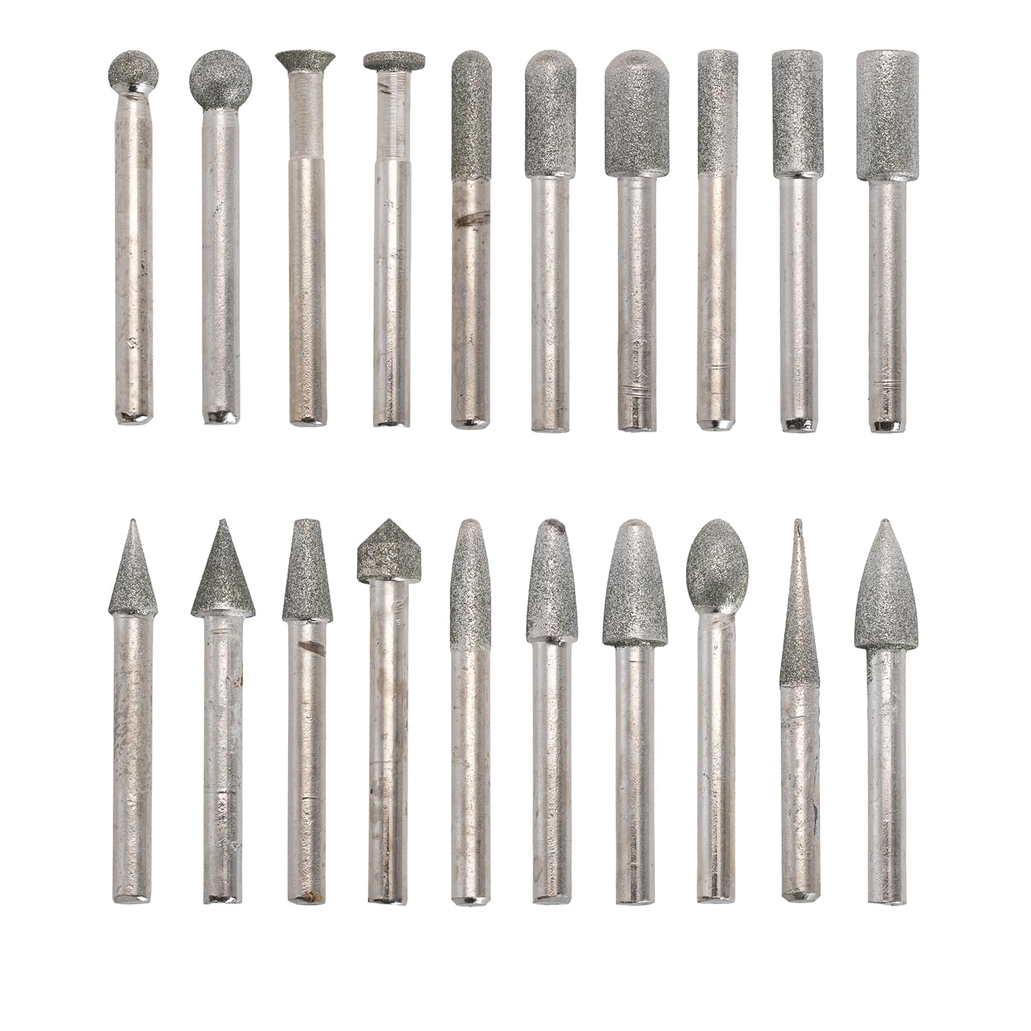 ILOVETOOL Diamond Grinding Burr Bit Set 20Pcs Rotary Tool Accessories Stone Carving Set with 1/4 inch Shank for Stone Ceramic Glass Carving Grinding Polishing Engraving Sanding