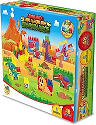 Blocos de Montar Montando Meu Parque do Dinossauro 48 Peças, GGB Plast, 361, Multicor