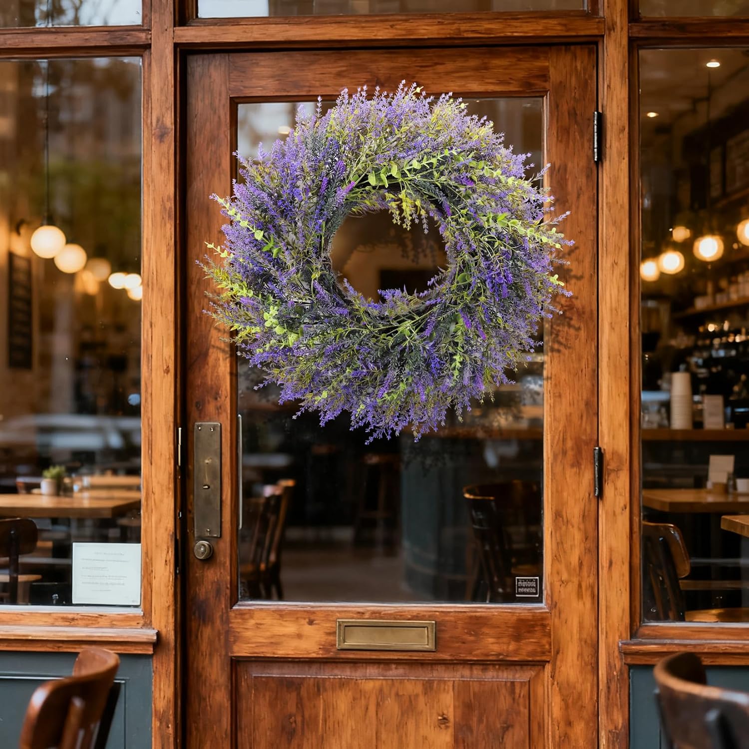 24'' Lavender & Eucalyptus Wreath for Front Door | Artificial Eucalyptus Leaves Greenery Outdoor Wreath for Wedding Farmhouse Porch Wall Room Home Decor