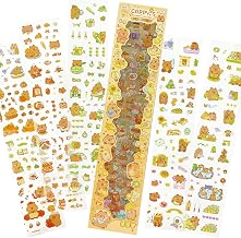 Capybara Stickers Pack – Cute Kawaii Capybara Waterproof Vinyl Stickers for Kids, Teens & Adults – Aesthetic Cartoon Stickers for Laptop, Water Bottle, Journal & Phone Case