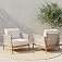 Macrout Patio Rattan Chair Set of 2, Outdoor Wicker Furniture with 7.9″ Thickened Cushions and Acacia Wood Frame for Backyard