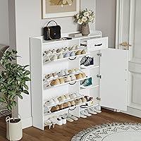 Vista 8 de Shoe Cabinet for Entryway, Freestanding Shoe Storage Cabinet with 3 Flip Drawers and Side Cabinet, Narrow Shoe Rack Organizer with Adjustable