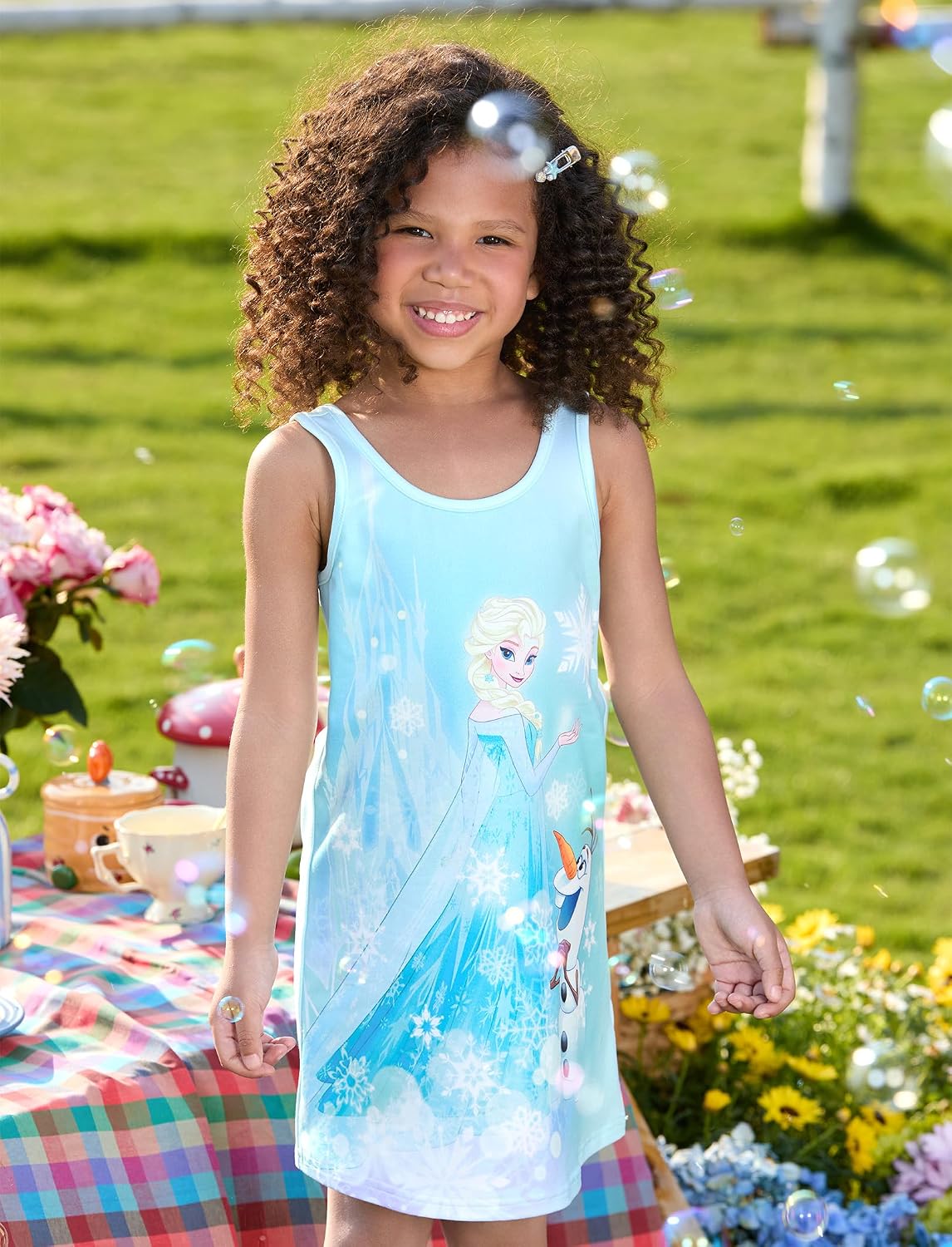 Disney Stitch Princess Frozen Elsa Minnie Mouse Girls Tank Dress Sleeveless A-Line Sundress Summer Beach Clothes 2-9 Years image 2