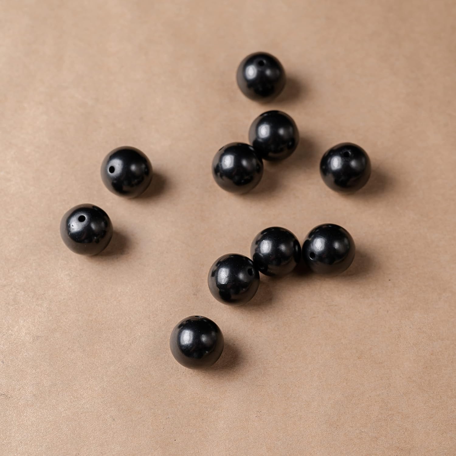 Karelian Heritage Shungite Stone Round Beads 12 mm 50 pcs for Making Jewelry Supply Set | Black Crystal Natural Stone Loose Beads in Bulk | Authentic Raw Shungite for Making Jewelry DIY and Craft S163