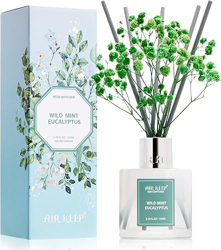 Miniatura 17 de Airkeep Difusor de varillas de 3.38 onzas (3.4 fl oz), juego de difusor de varillas perfumadas de lino limpio y vainilla de cachemira, difusor de