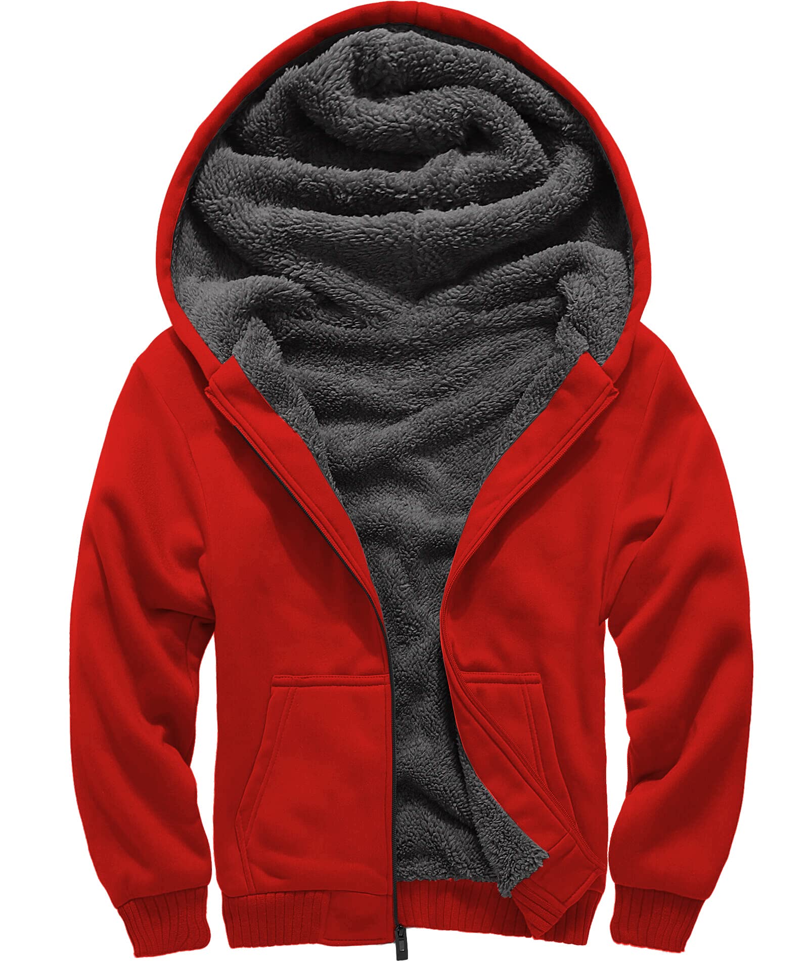 SECOOD Chaqueta de forro polar con capucha para niños, cálida, forro de sherpa, con cremallera, suave, abrigo de invierno para niños y niñas, ropa de abrigo escolar