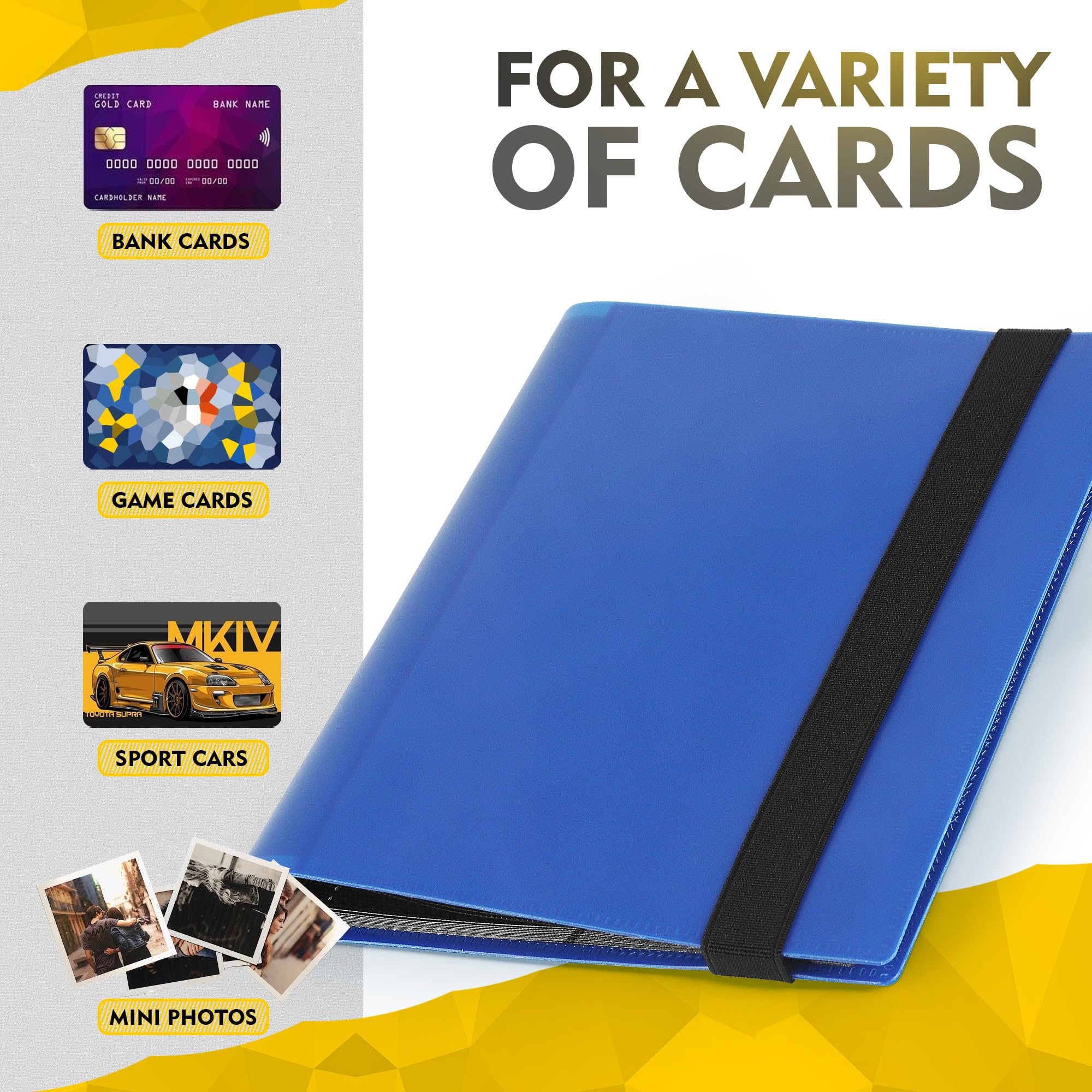 AHYDFSR Verzamelalbum, 50 pagina's, capaciteit 900 kaarten, 9 vakken, verzamelkaartenalbum, kaartenalbum, kinderkaartenhouder, hoogwaardig waterdicht PU-leder, verzamelboek, cadeau voor kinderen