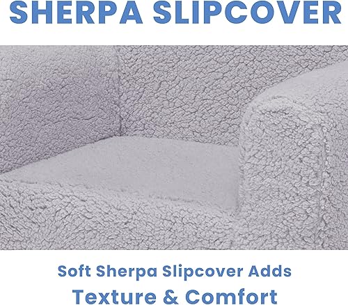 Miniatura 13 de Delta Children Sherpa Cozee Chair - Silla de espuma para niños a partir de 18 meses, color azul polvo Azul polvoriento,Crema,Rosa