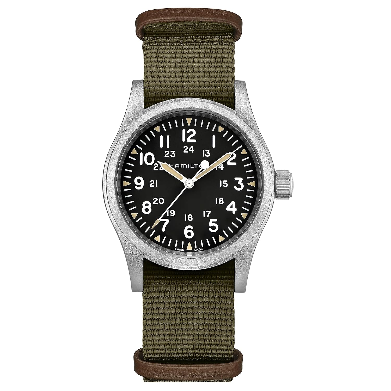 Hamilton Men's Watch Khaki Field Mechanical 38Mm | Swiss Made | 38Mm Stainless Steel Case | Black Dial Analog Watch | Gree... - Review, Price and Buying Guide