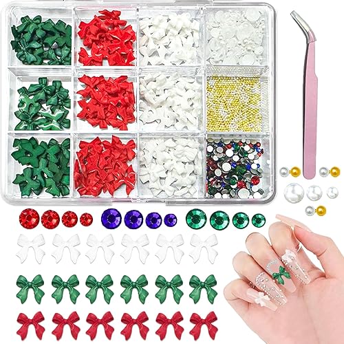 CYHYII - 24 dijes de arte de uñas kawaii, lindos cristales de diamantes de imitación de metal en 3D, decoraciones de uñas para mujeres y niñas,