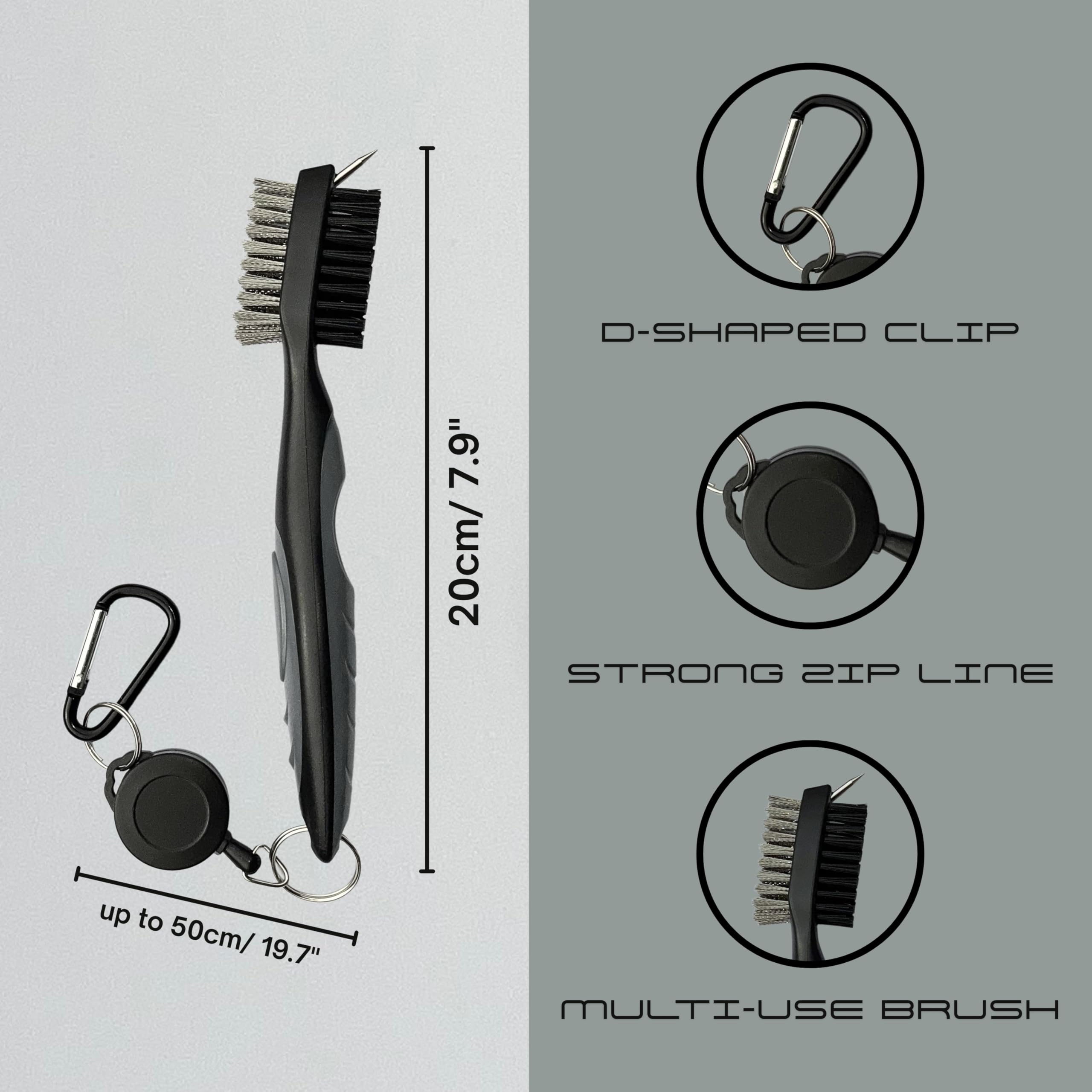 Generisch Scratch Golf Nylon and Stainless Steel Bristles Groove Cleaner, Black/Grey, 20 cm - Image 2