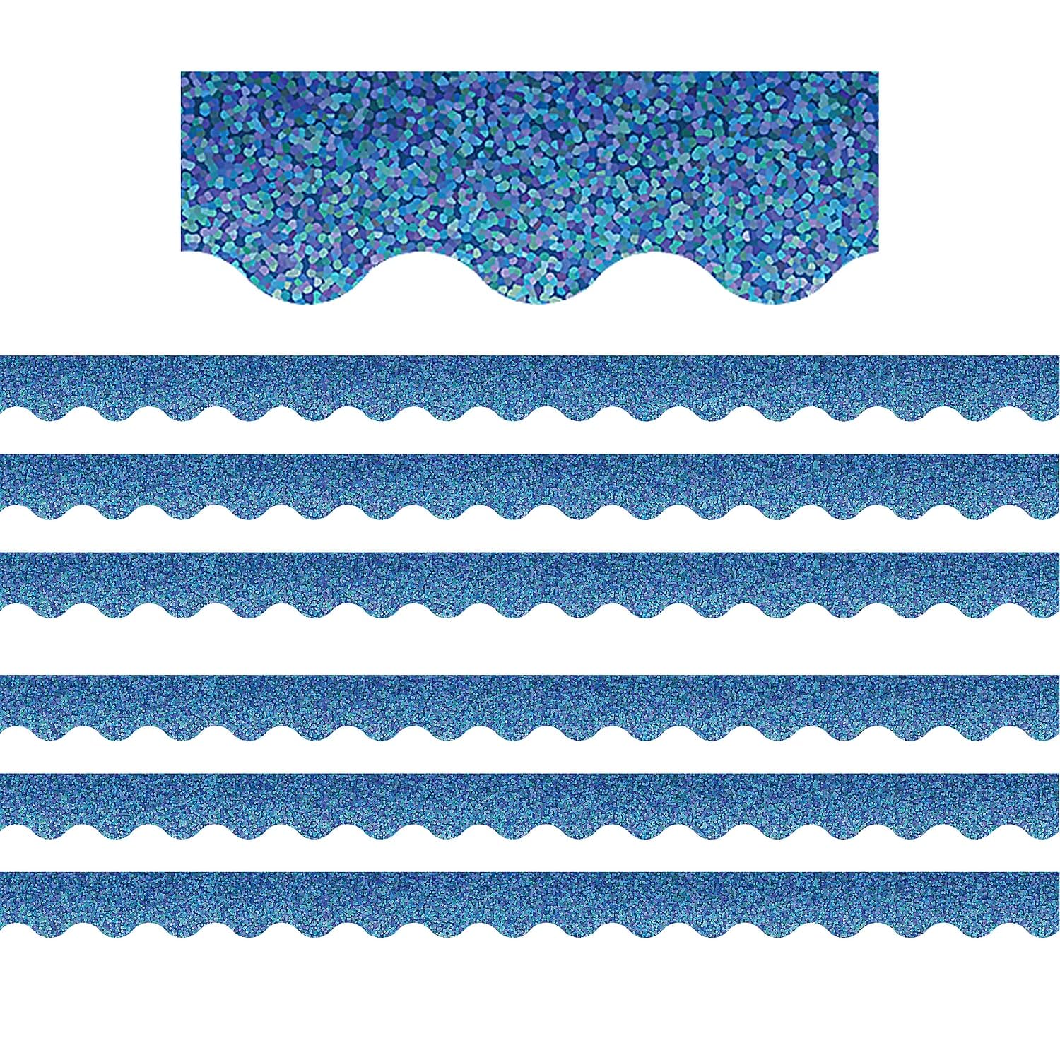 Bordes decorativos azules ondulados para carteleras escolares y aulas creativas, 6 packs